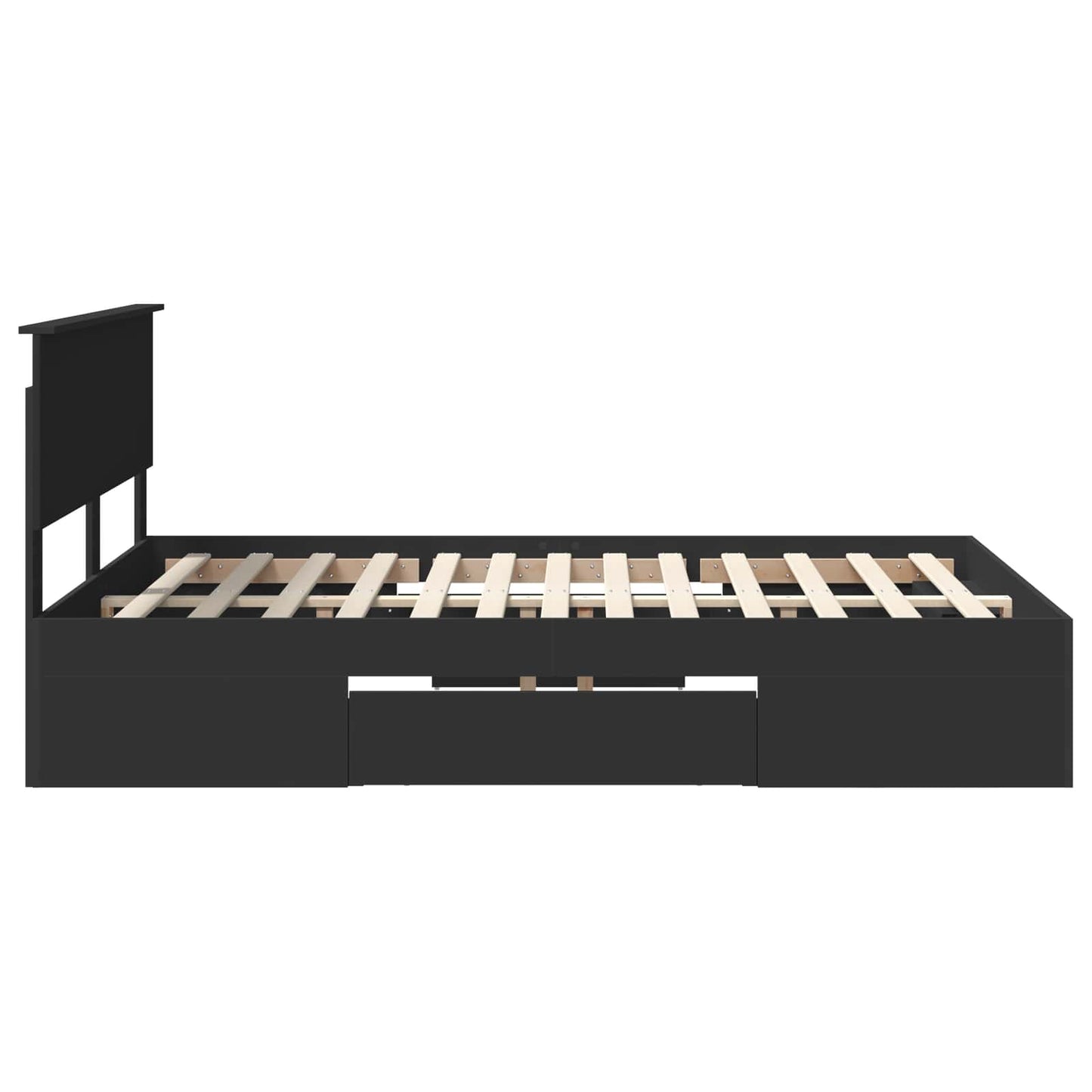 Bed Frame with Headboard Black 140 x 200 cm Engineered Wood