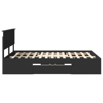 Bed Frame with Headboard Black 140 x 200 cm Engineered Wood