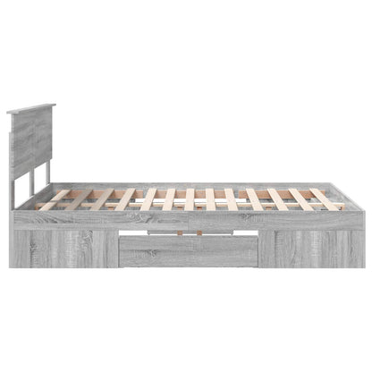 Bed Frame Grey Sonoma 140 x 200 cm Engineered Wood