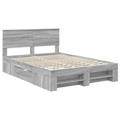 Bed Frame Grey Sonoma 140 x 200 cm Engineered Wood