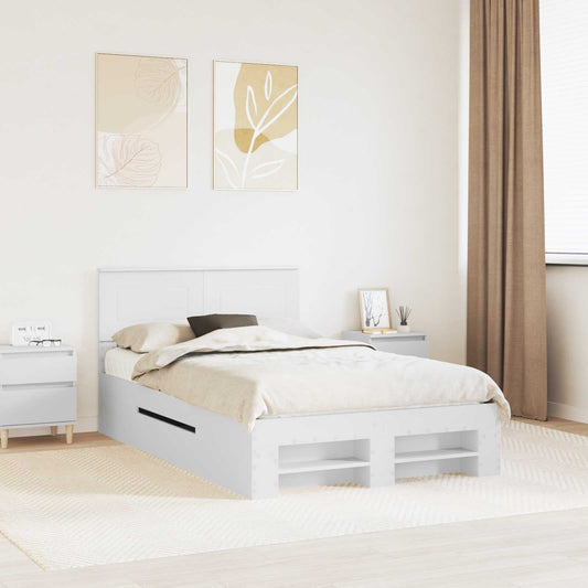 Bed Frame with Headboard White 137 x 203 cm Engineered Wood