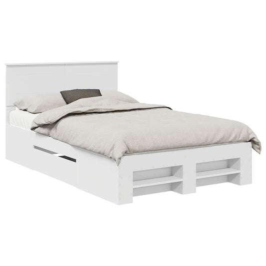 Bed Frame with Headboard White 137 x 203 cm Engineered Wood