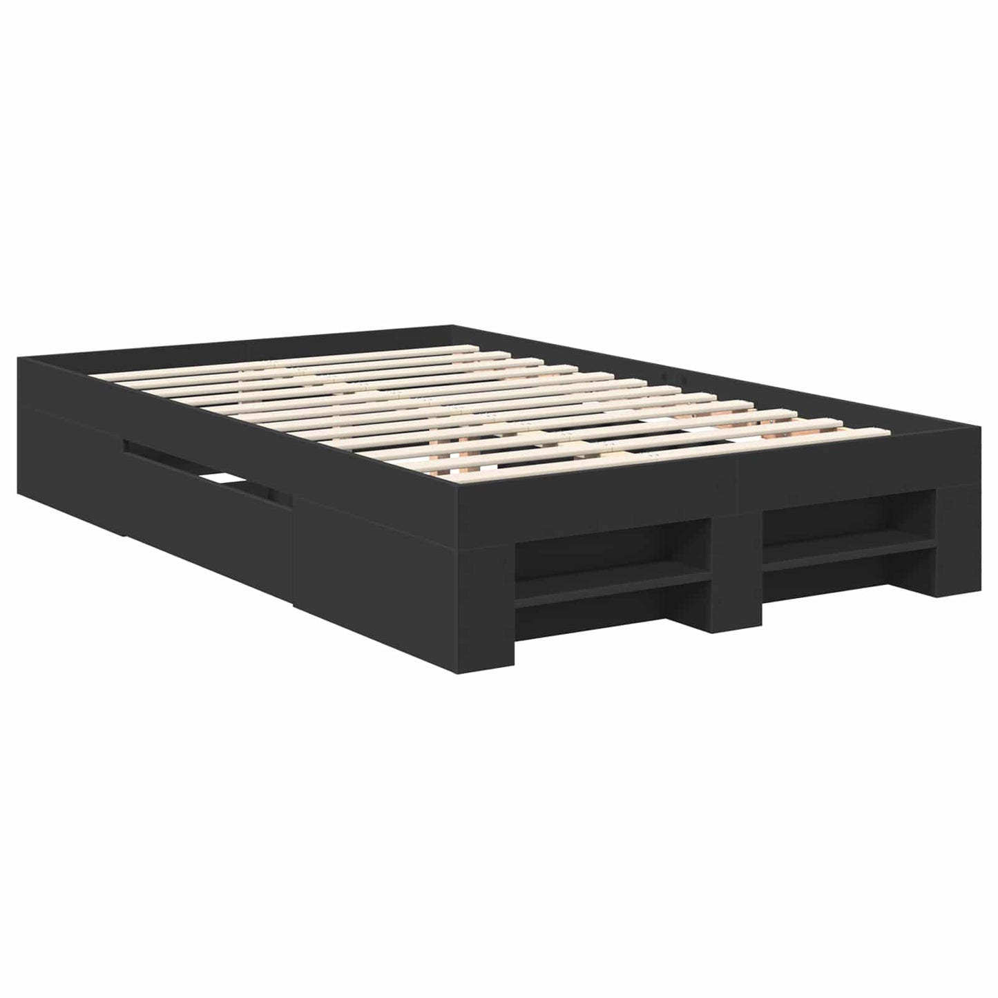 Bed Frame with Headboard Black 137 x 203 cm Engineered Wood