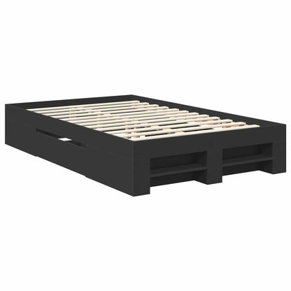 Bed Frame with Headboard Black 137 x 203 cm Engineered Wood