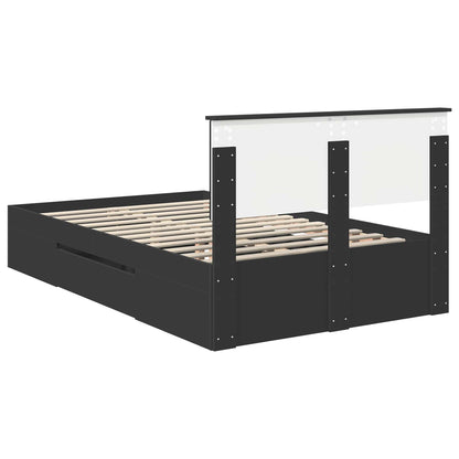 Bed Frame with Headboard Black 137 x 203 cm Engineered Wood