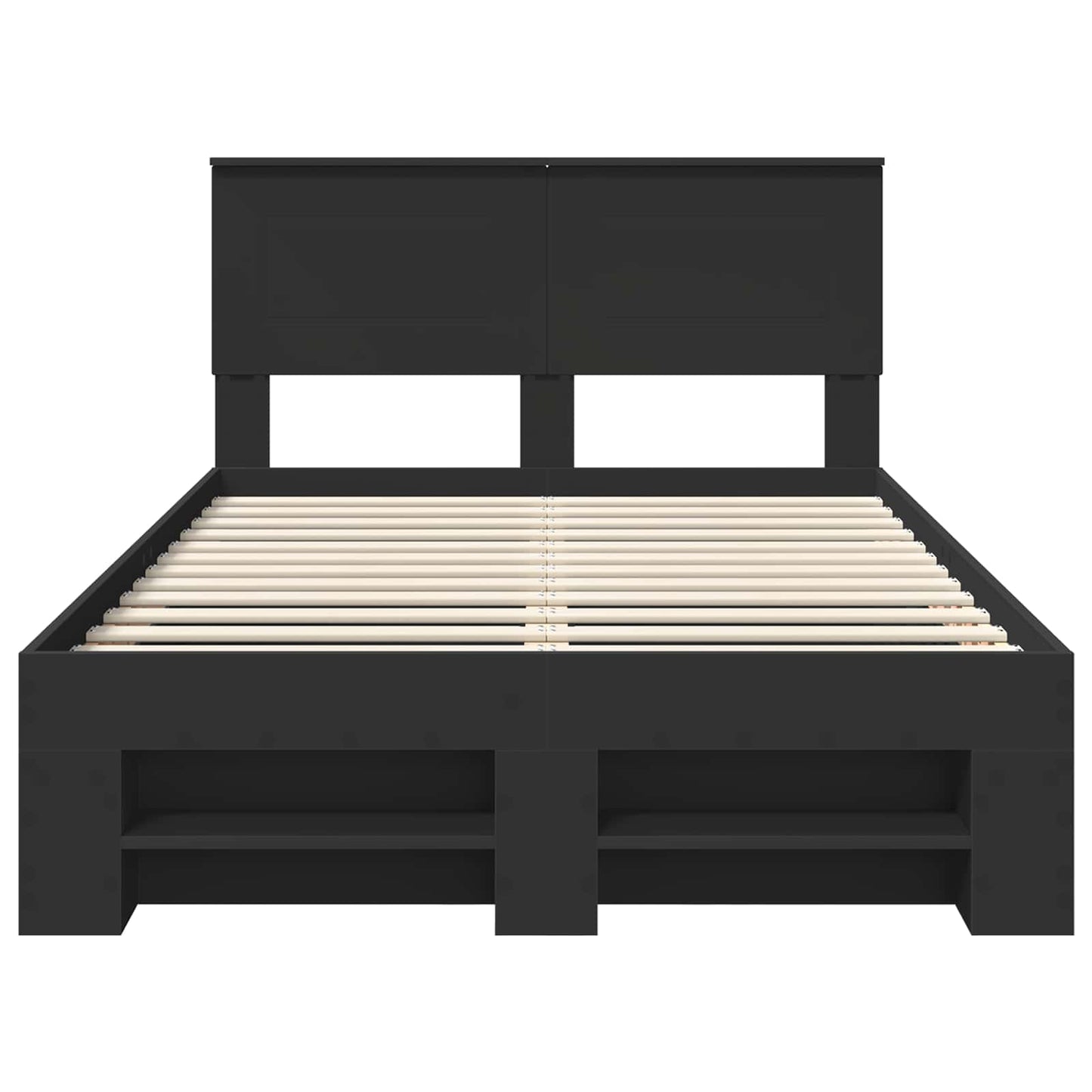 Bed Frame with Headboard Black 137 x 203 cm Engineered Wood