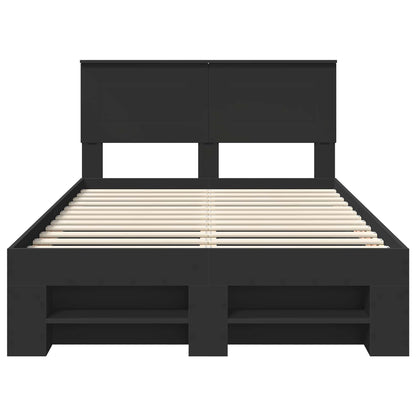Bed Frame with Headboard Black 137 x 203 cm Engineered Wood