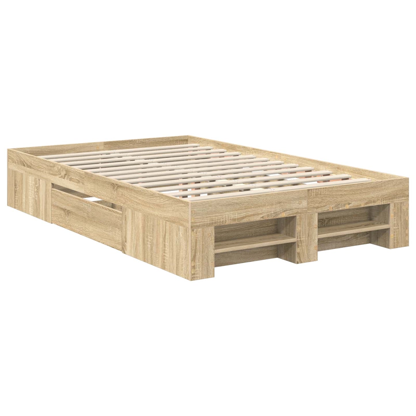 Bed Frame Sonoma Oak 137 x 203 cm Engineered Wood