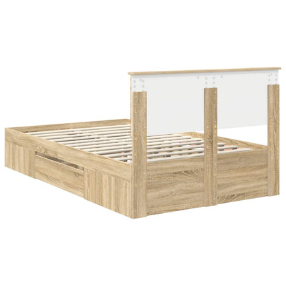 Bed Frame Sonoma Oak 137 x 203 cm Engineered Wood