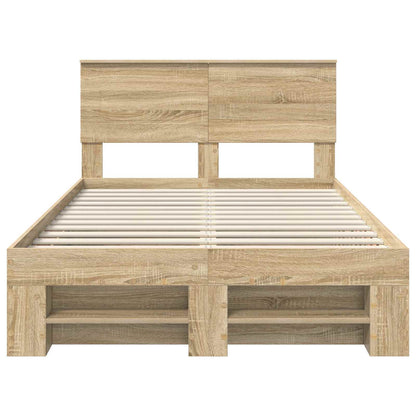 Bed Frame Sonoma Oak 137 x 203 cm Engineered Wood