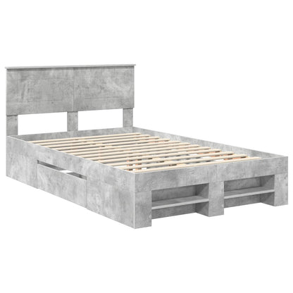 Bed Frame Concrete Grey 137 x 203 cm Engineered Wood