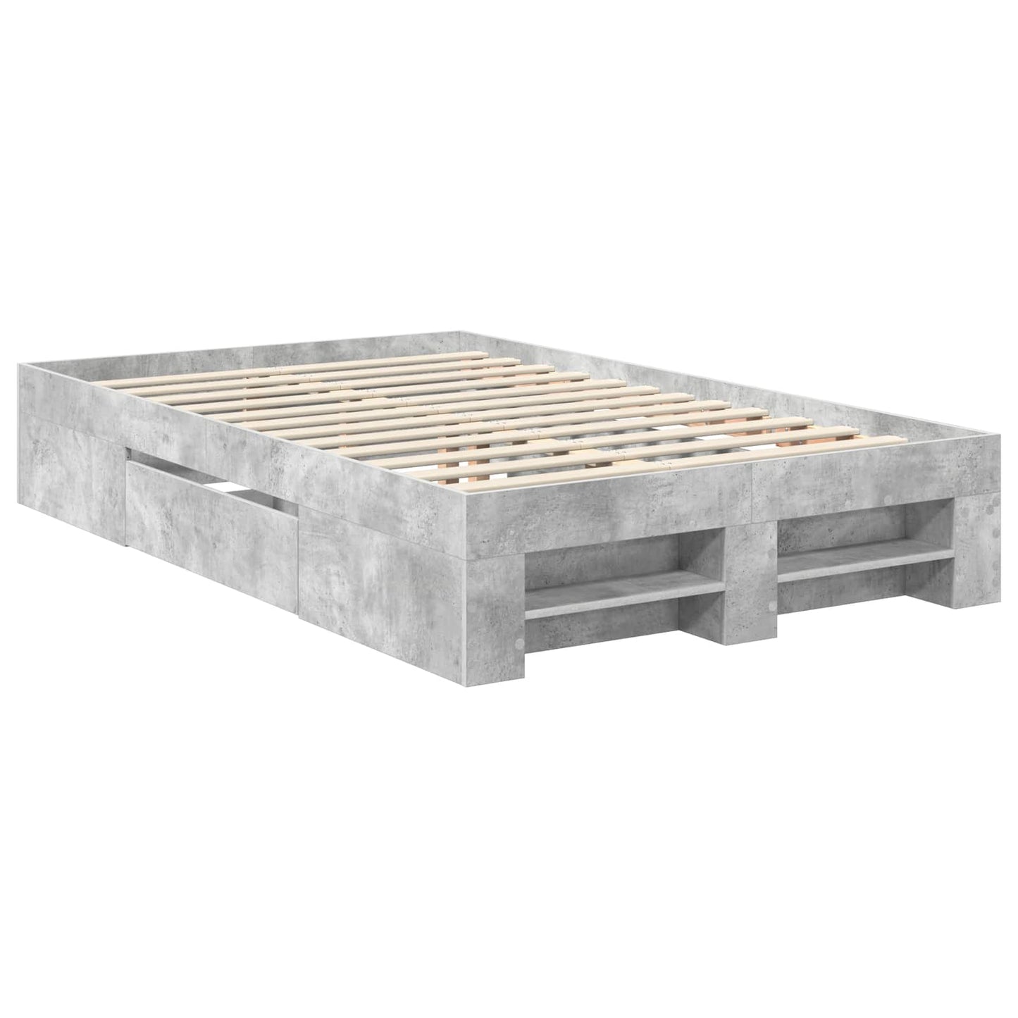 Bed Frame Concrete Grey 137 x 203 cm Engineered Wood