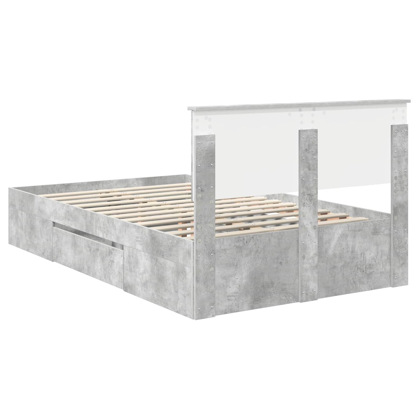 Bed Frame Concrete Grey 137 x 203 cm Engineered Wood