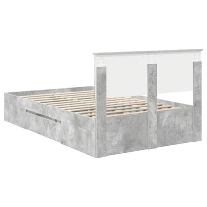 Bed Frame Concrete Grey 137 x 203 cm Engineered Wood