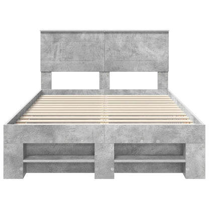 Bed Frame Concrete Grey 137 x 203 cm Engineered Wood