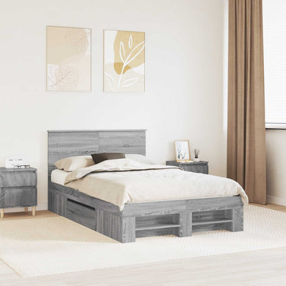 Bed Frame Grey Sonoma 137 x 203 cm Engineered Wood
