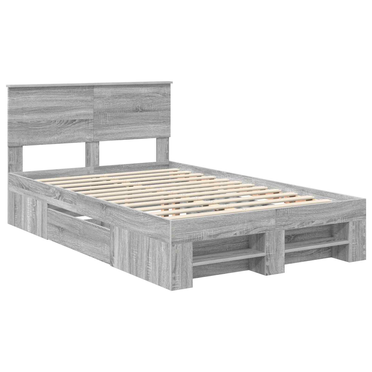 Bed Frame Grey Sonoma 137 x 203 cm Engineered Wood