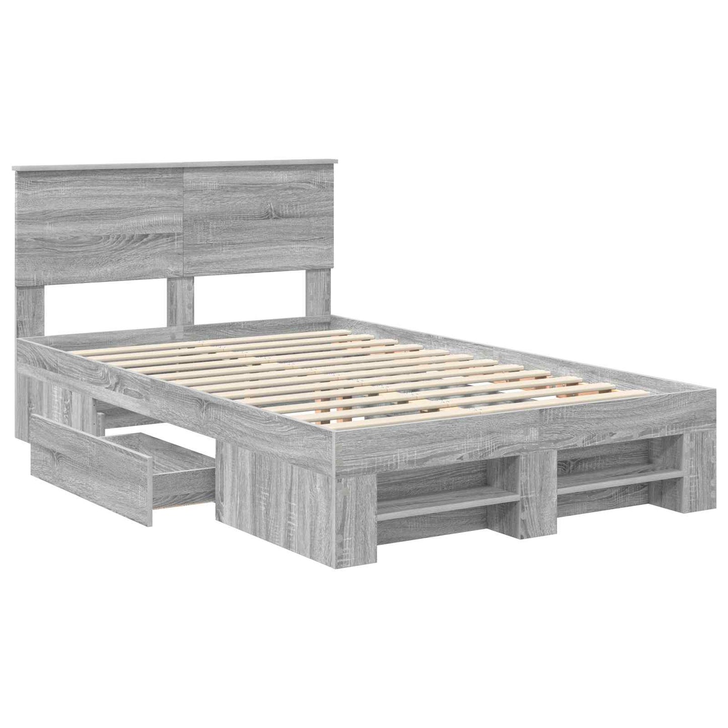 Bed Frame Grey Sonoma 137 x 203 cm Engineered Wood