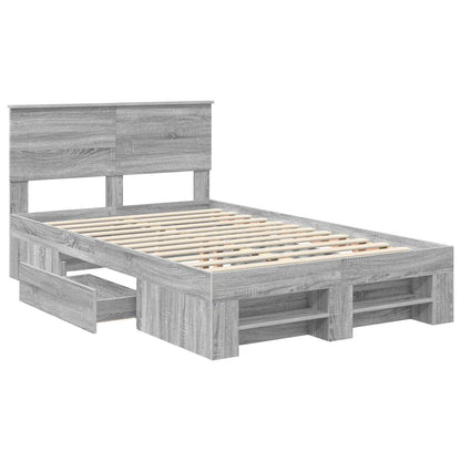 Bed Frame Grey Sonoma 137 x 203 cm Engineered Wood