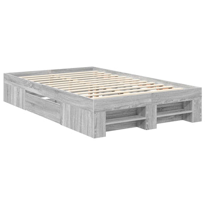 Bed Frame Grey Sonoma 137 x 203 cm Engineered Wood