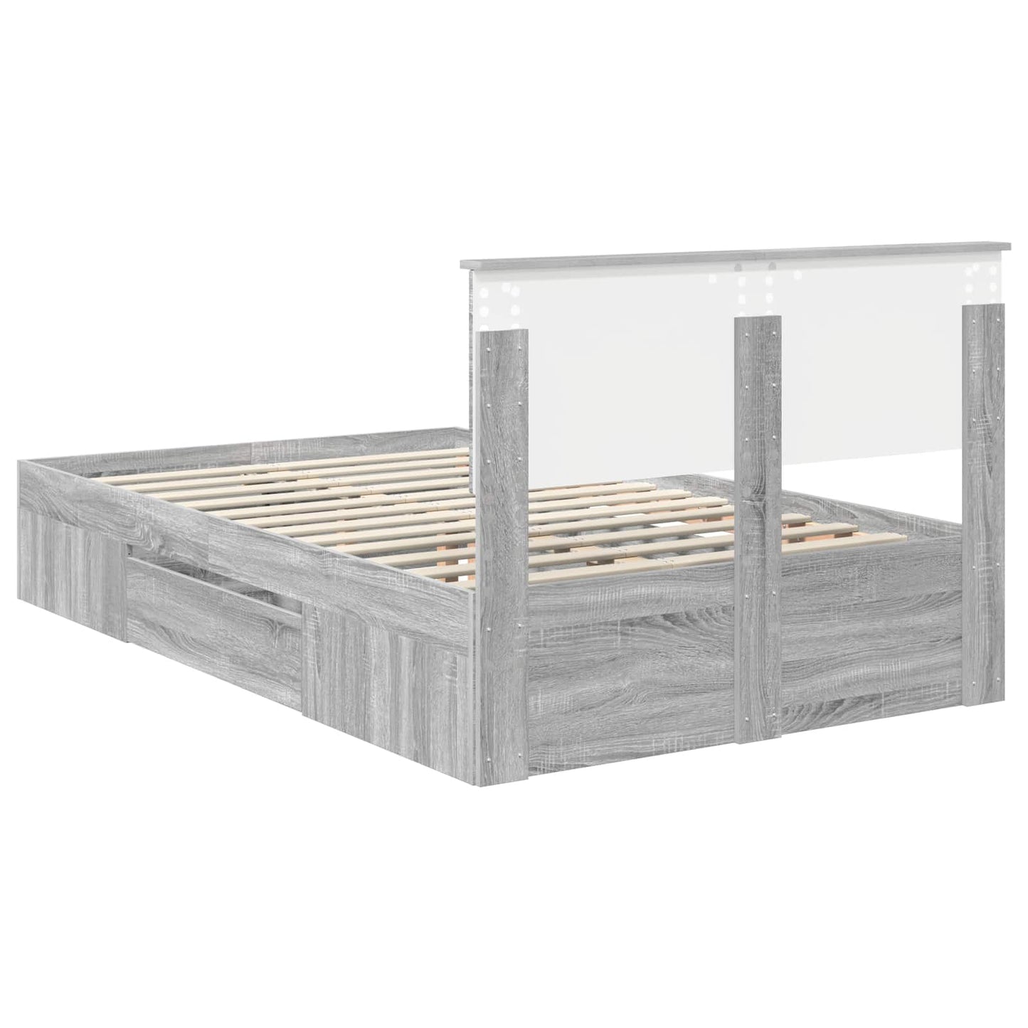Bed Frame Grey Sonoma 137 x 203 cm Engineered Wood