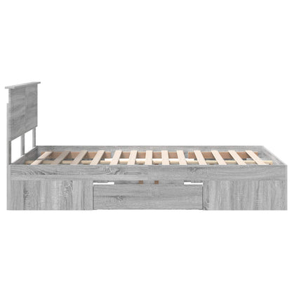 Bed Frame Grey Sonoma 137 x 203 cm Engineered Wood