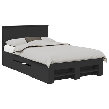 Bed Frame with Headboard Black 120 x 200 cm Engineered Wood