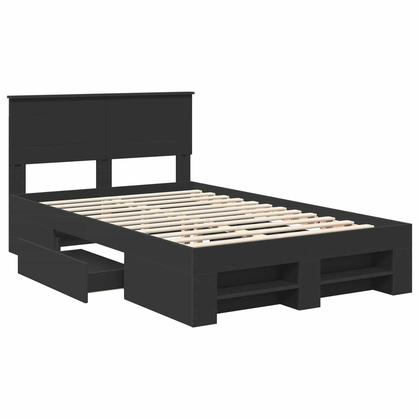 Bed Frame with Headboard Black 120 x 200 cm Engineered Wood