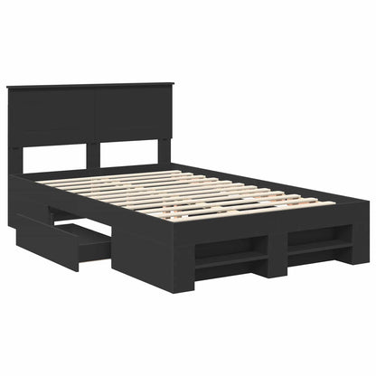 Bed Frame with Headboard Black 120 x 200 cm Engineered Wood