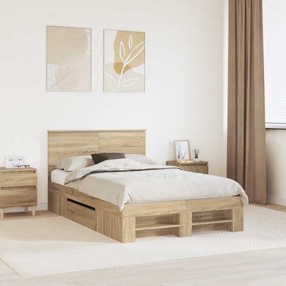 Bed Frame Sonoma Oak 120 x 200 cm Engineered Wood