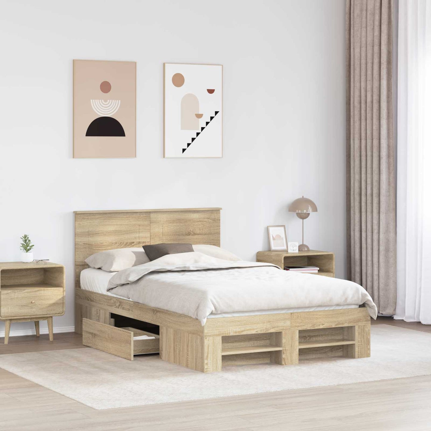 Bed Frame Sonoma Oak 120 x 200 cm Engineered Wood