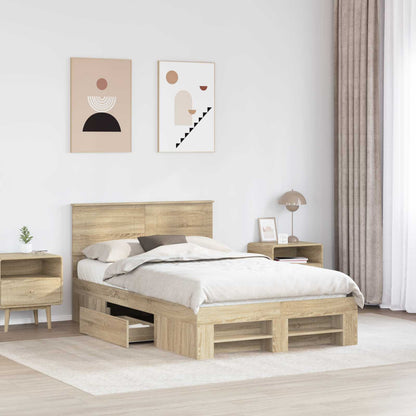 Bed Frame Sonoma Oak 120 x 200 cm Engineered Wood