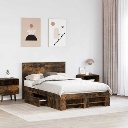 Bed Frame Smoked Oak 120 x 200 cm Engineered Wood