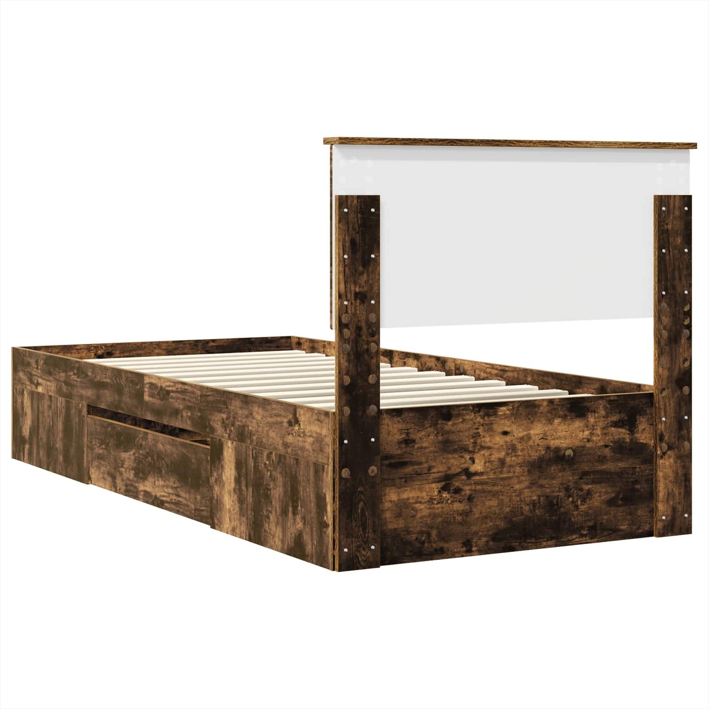 Bed Frame with Headboard Smoked Oak 100 x 200 m Engineered Wood