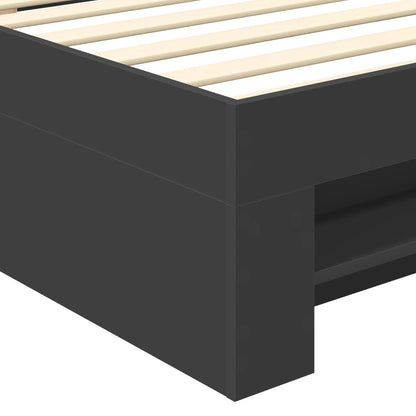 Bed Frame with Headboard Black 90 x 200 cm Engineered Wood