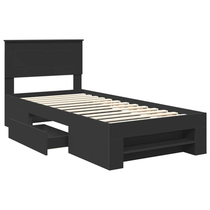 Bed Frame with Headboard Black 90 x 200 cm Engineered Wood