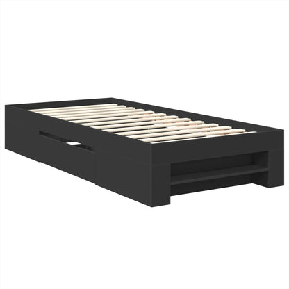Bed Frame with Headboard Black 90 x 200 cm Engineered Wood