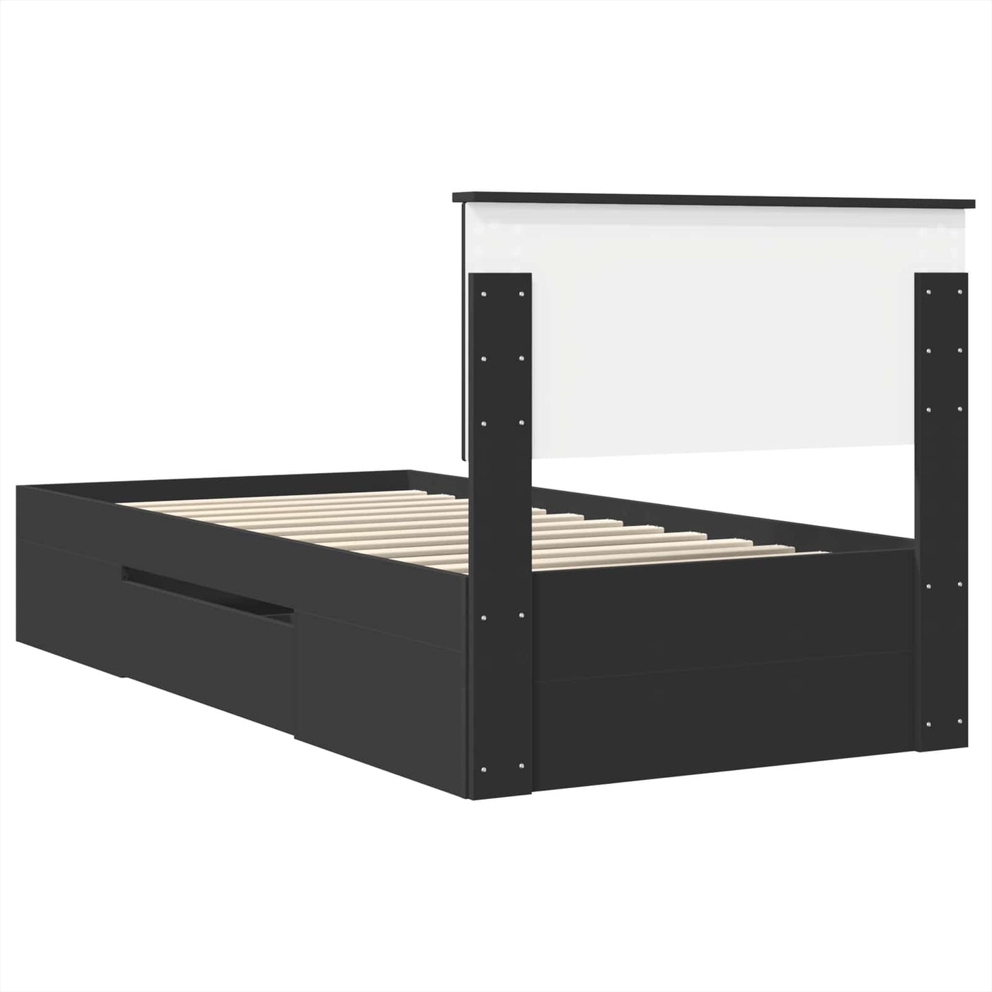 Bed Frame with Headboard Black 90 x 200 cm Engineered Wood