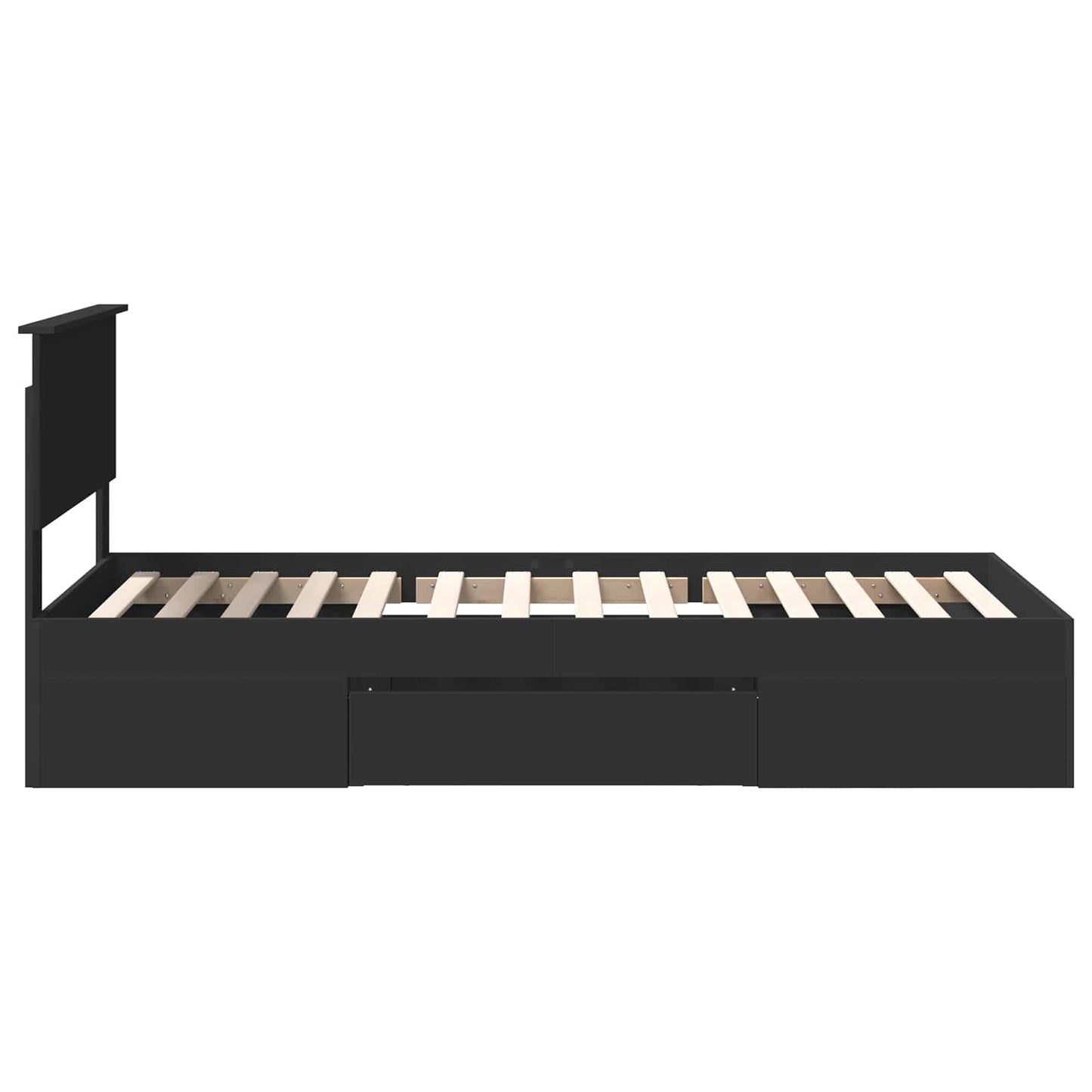 Bed Frame with Headboard Black 90 x 200 cm Engineered Wood