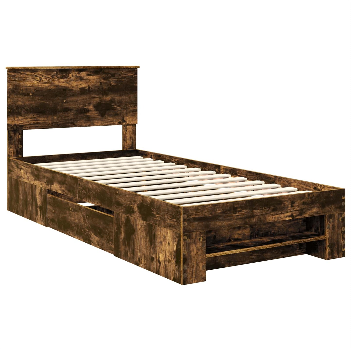 Bed Frame with Headboard Smoked Oak 90 x 200 cm Engineered Wood