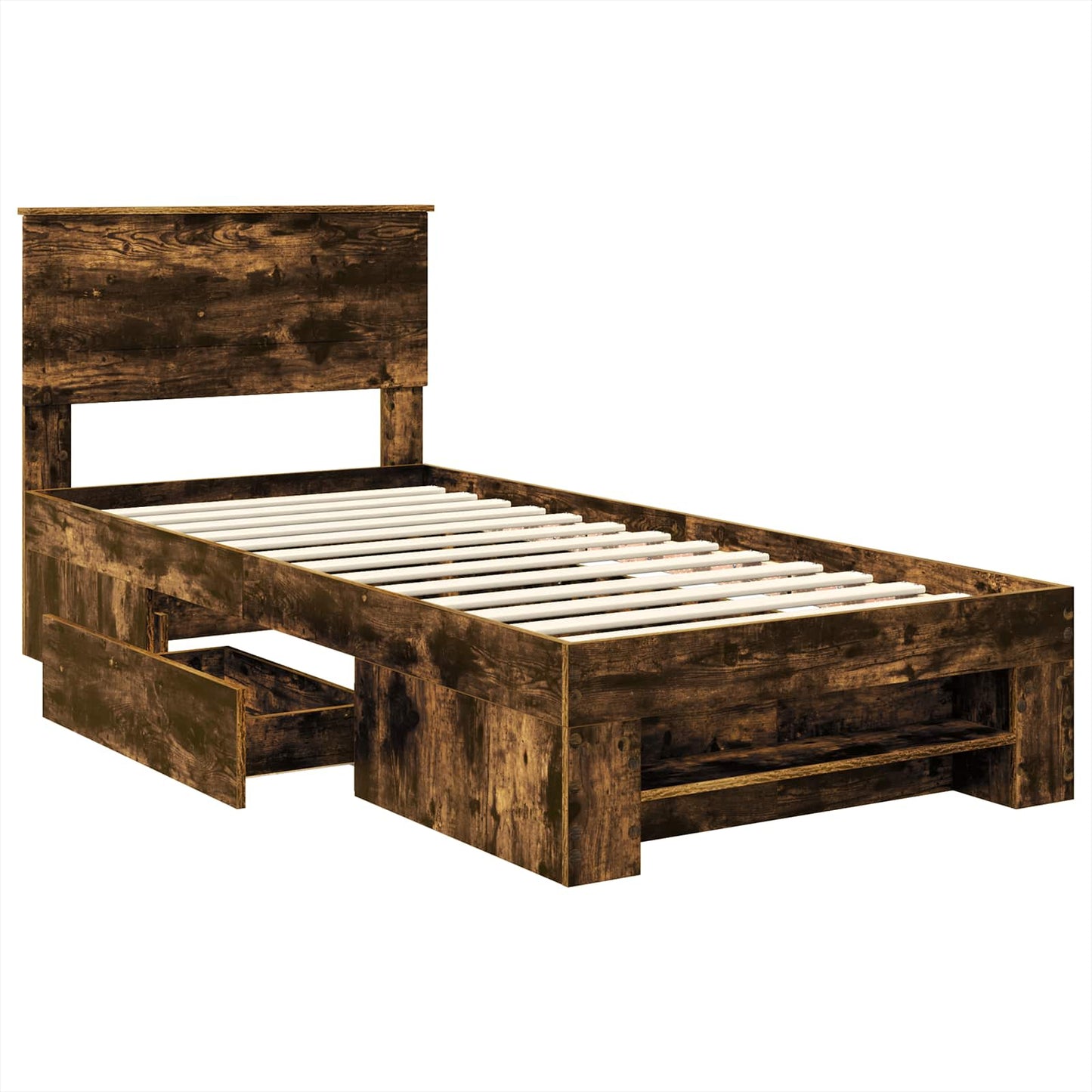 Bed Frame with Headboard Smoked Oak 90 x 200 cm Engineered Wood