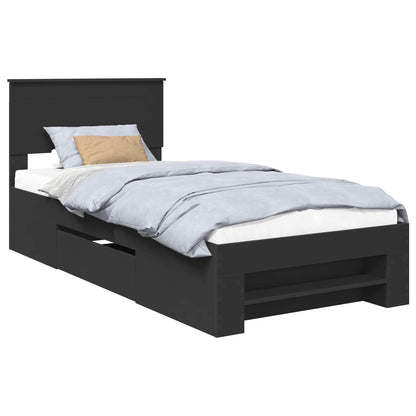 Bed Frame with Headboard Black 80 x 200 cm Engineered Wood