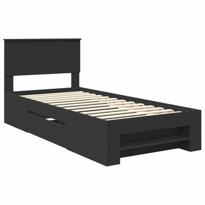 Bed Frame with Headboard Black 80 x 200 cm Engineered Wood