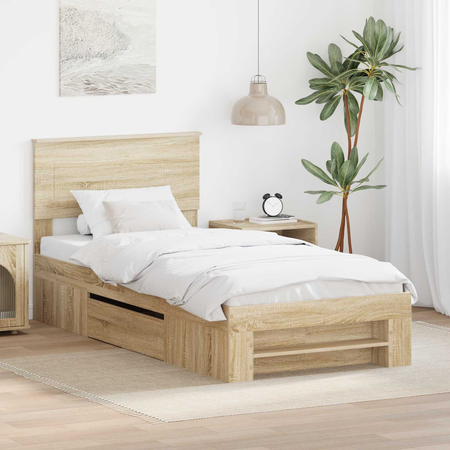 Bed Frame with Headboard Sonoma Oak 80 x 200 cm Engineered Wood