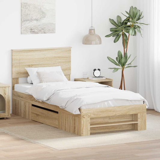 Bed Frame with Headboard Sonoma Oak 80 x 200 cm Engineered Wood
