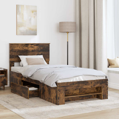Bed Frame with Headboard Smoked Oak 80 x 200 cm Engineered Wood
