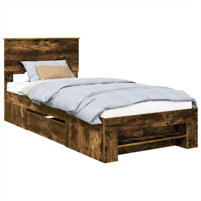 Bed Frame with Headboard Smoked Oak 80 x 200 cm Engineered Wood