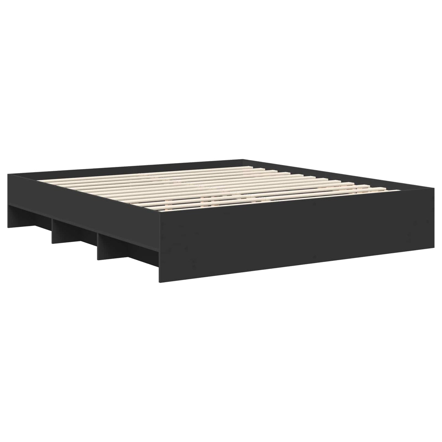 Bed Frame with Headboard Black 200 x 200 cm Engineered Wood