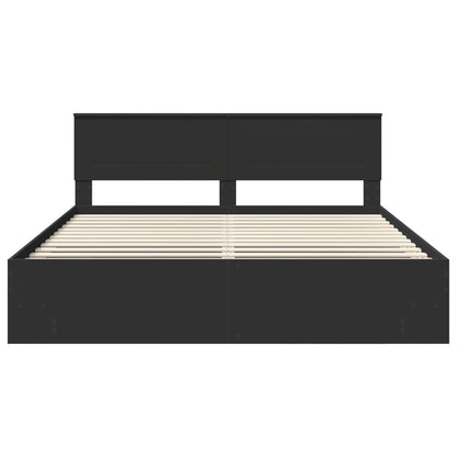 Bed Frame with Headboard Black 200 x 200 cm Engineered Wood