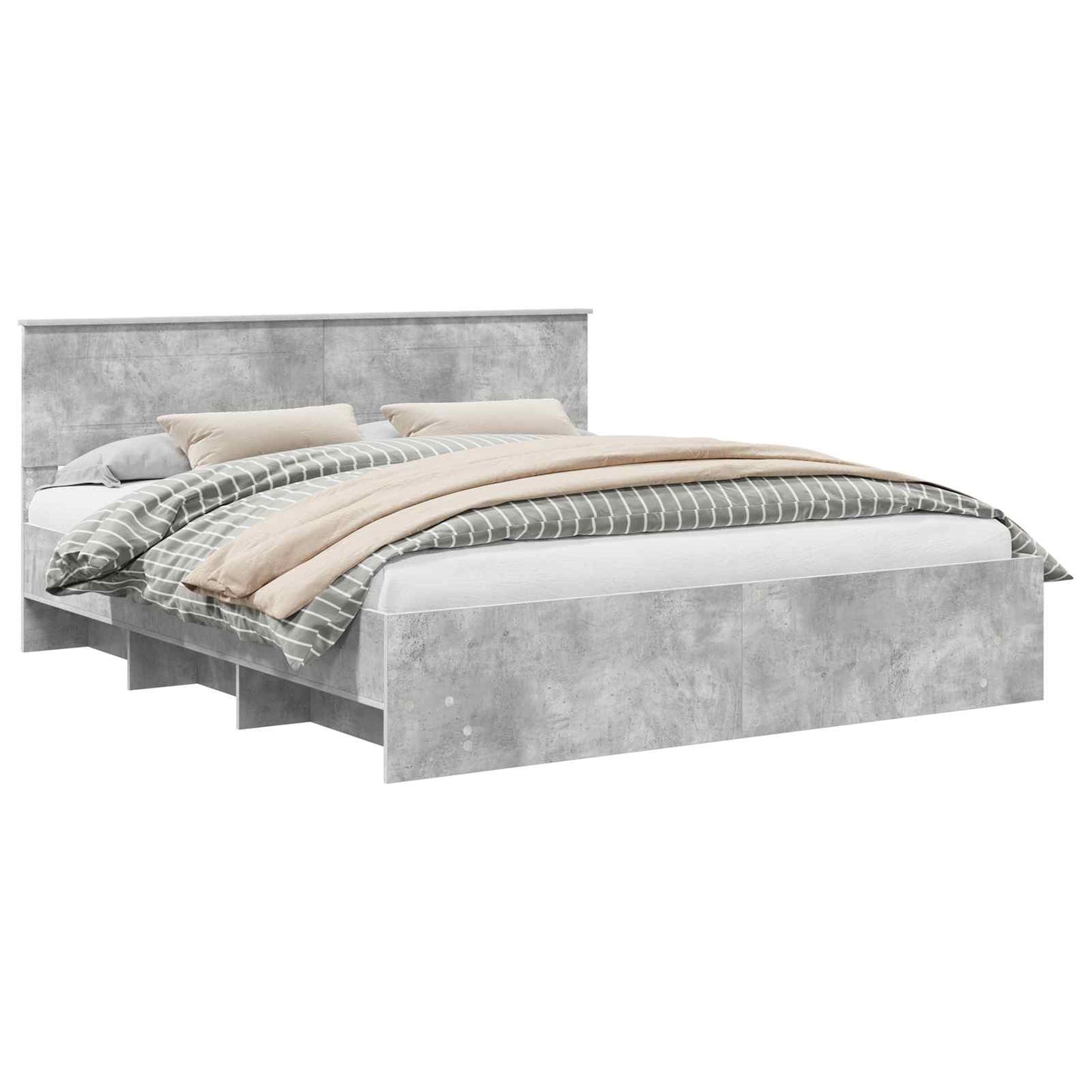 Bed Frame Concrete Grey 200 x 200 cm Engineered Wood
